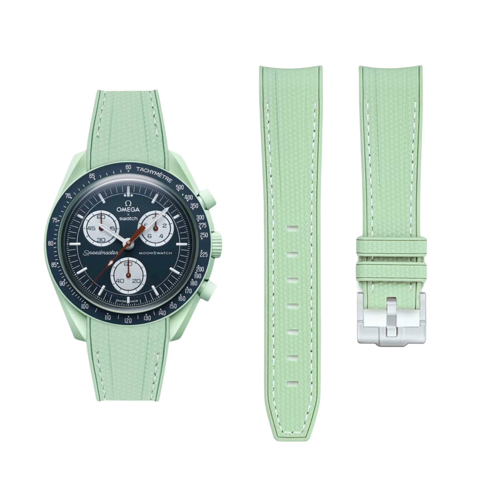 Pulseira de borracha - Para Missão na Terra | Omega X Swatch | MoonSwatch - Verde com Verde