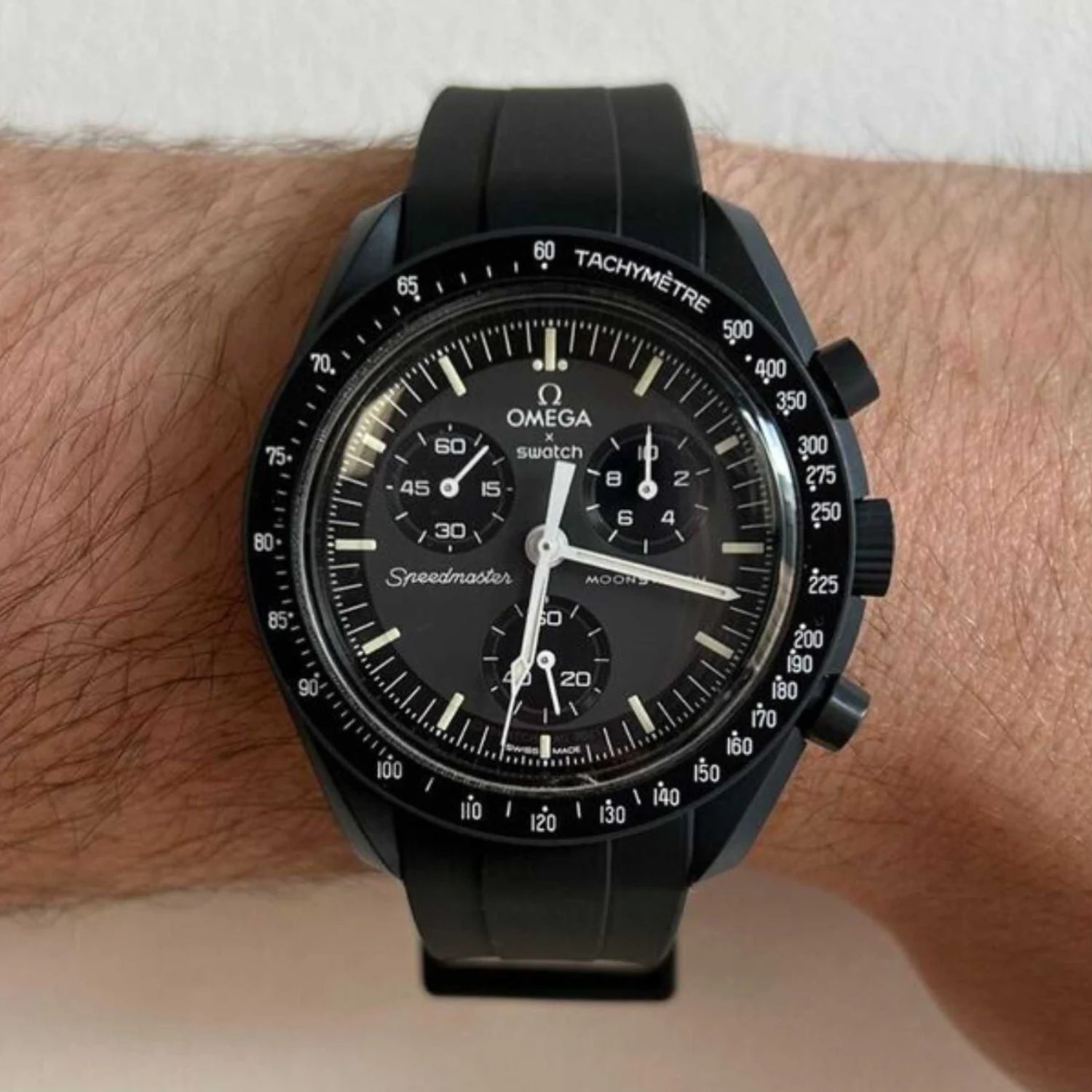 Pulseira de borracha - Para Missão a Mercúrio | Omega X Swatch | MoonSwatch - Preto