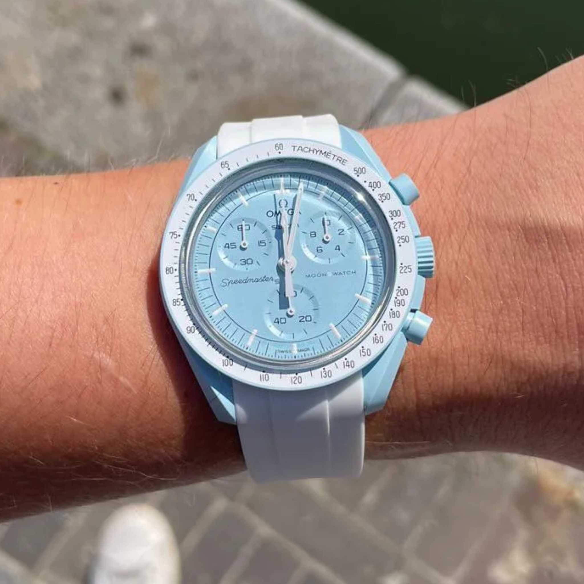 Pulseira de borracha - Para Missão Urano | Omega X Swatch | MoonSwatch - Branco