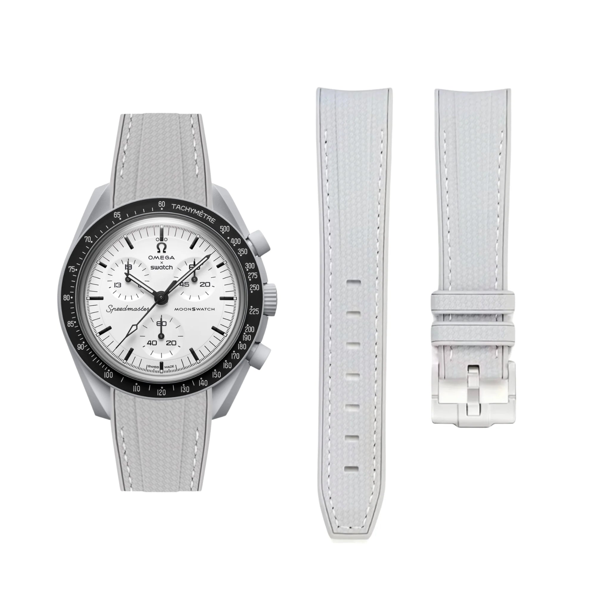 Pulseira de borracha - Para MoonSwatch 1965 - Cinza